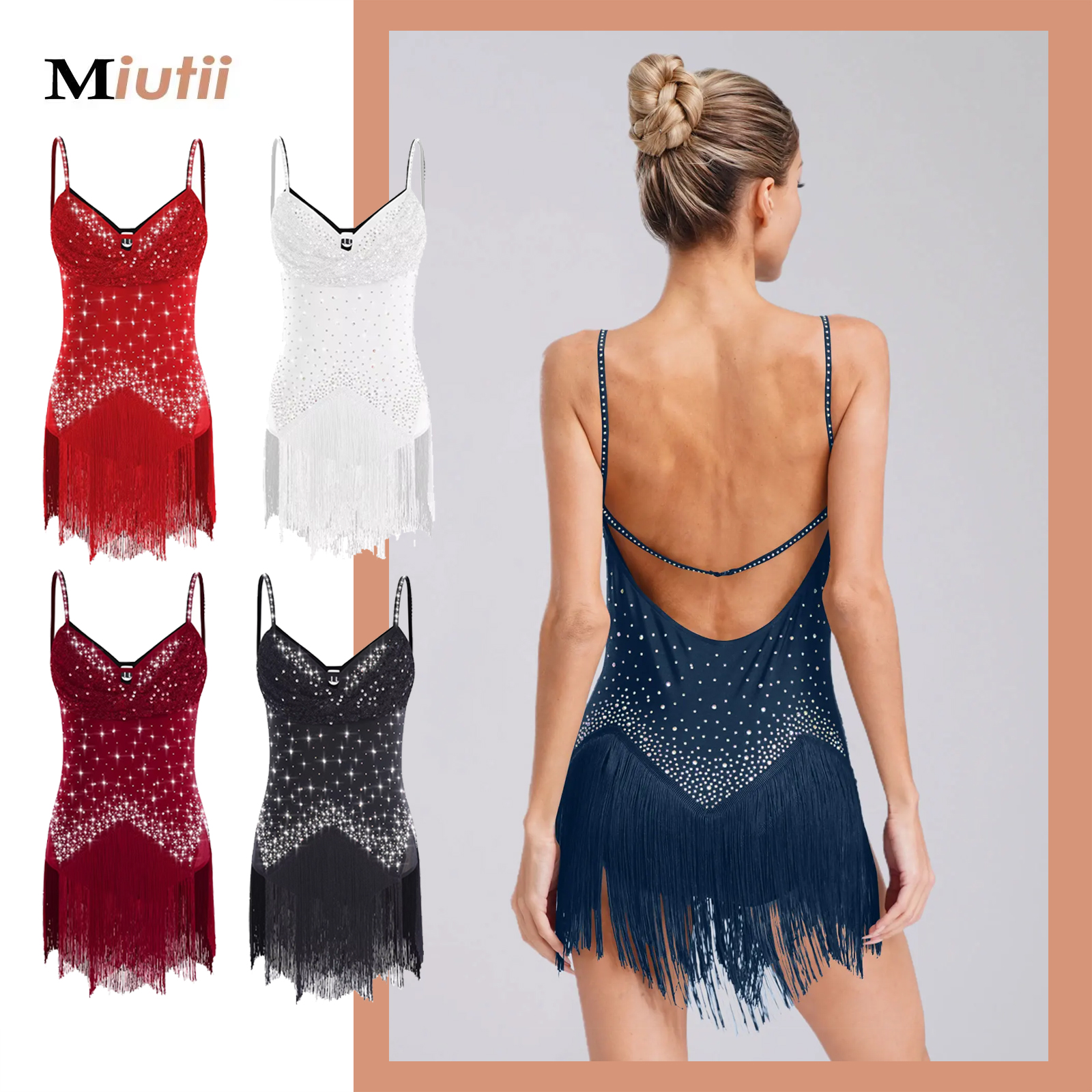 Rhinestone Banding Trim - Latin Jazz Dance Dress For Women