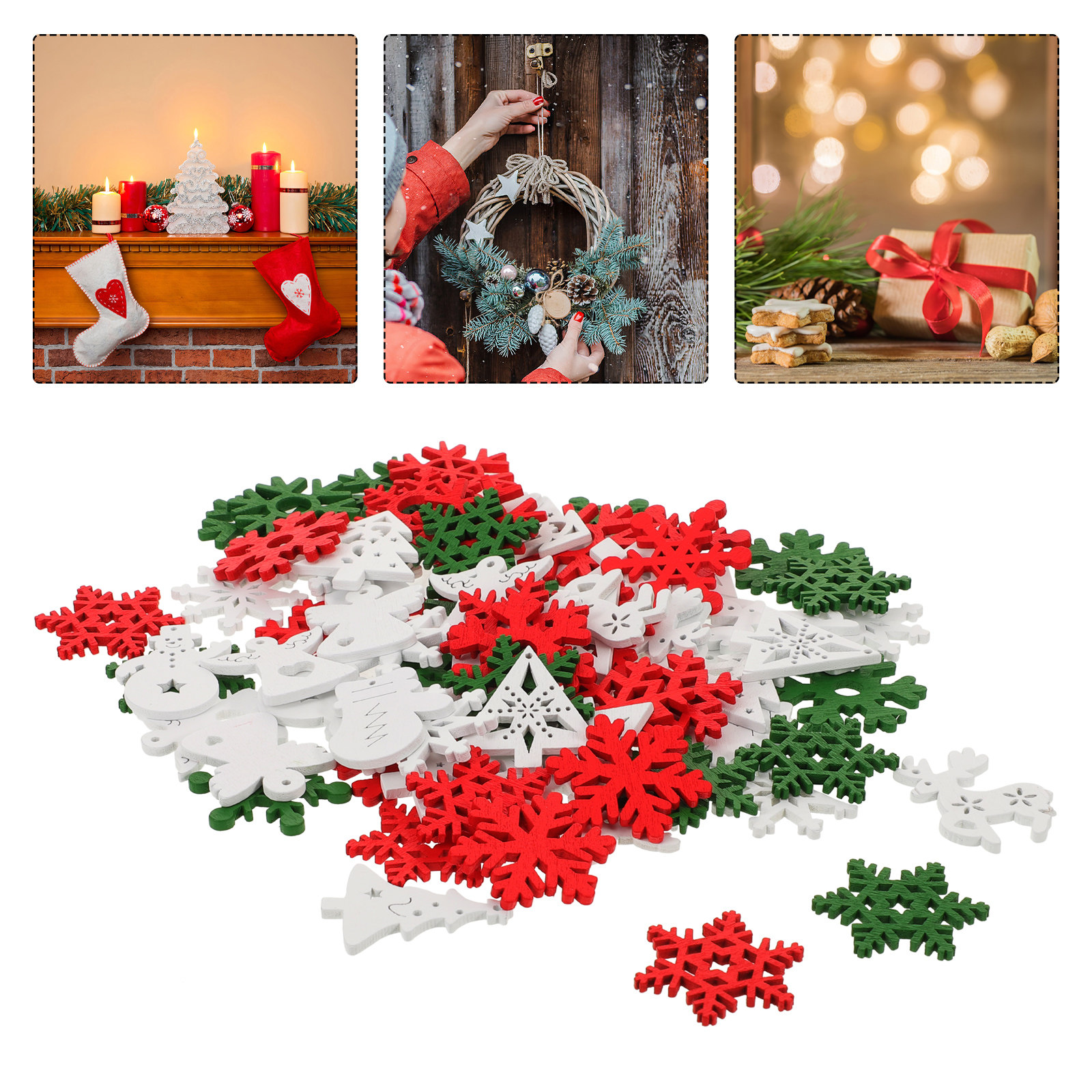 100Pcs Unfinished Wood Snowfla - Christmas Craft Embellishment recension och pris