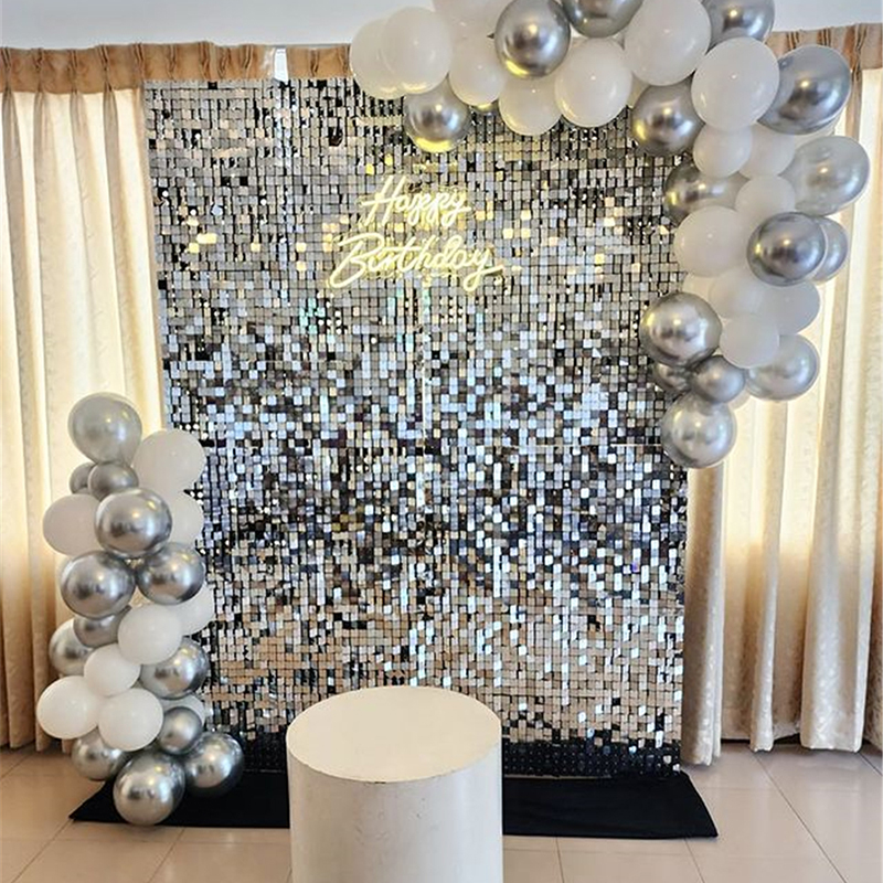 18Pcs Silver Shimmer Wall Pane - Sequin Fabric Panel recension och pris