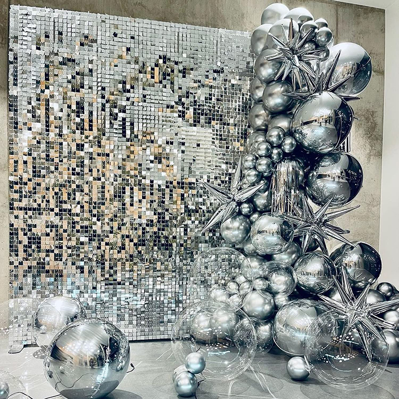 18Pcs Silver Shimmer Wall Pane - Sequin Fabric Panel recension och pris