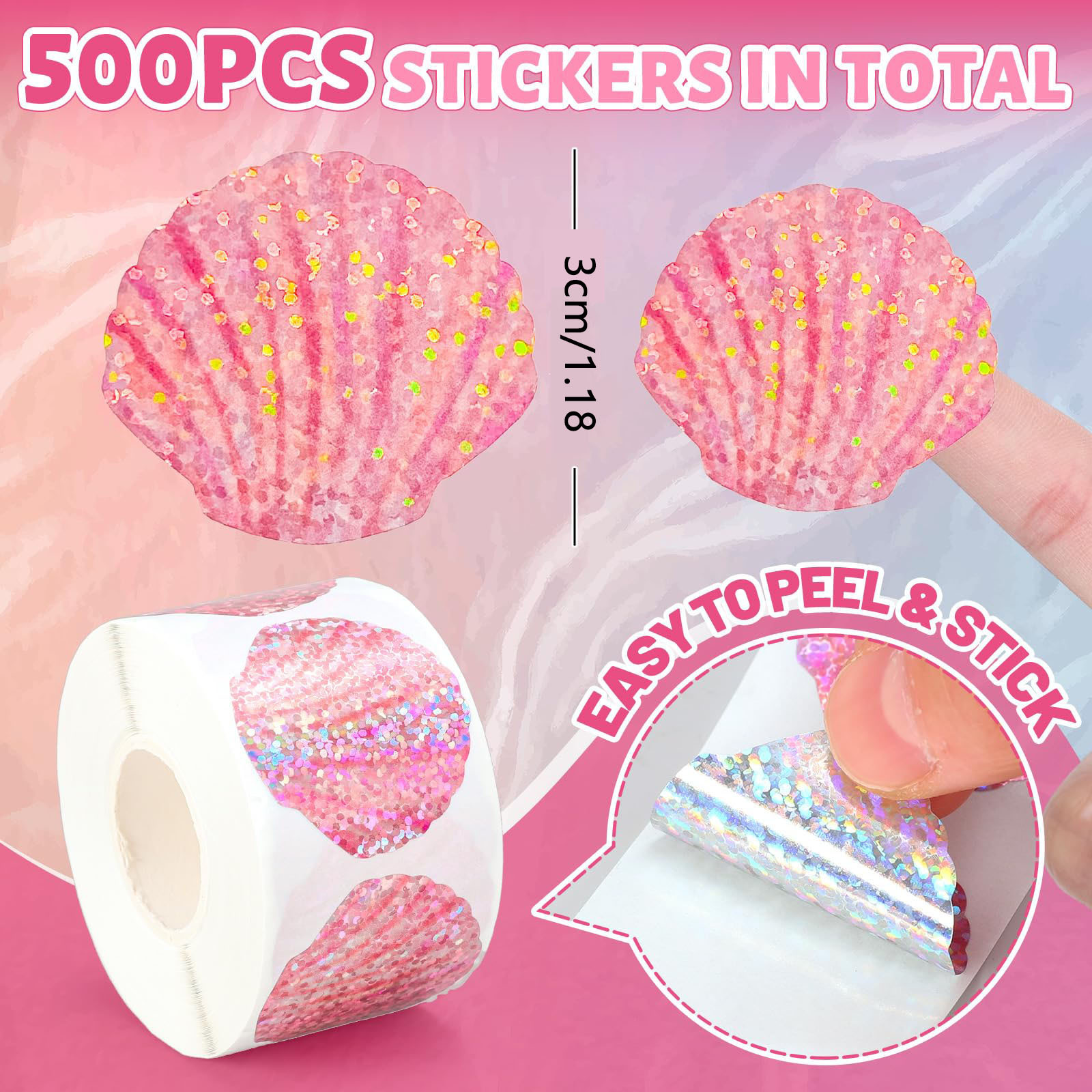 500 Pcs Summer Seashell Sticke - Glitter Vinyl Roll recension och pris