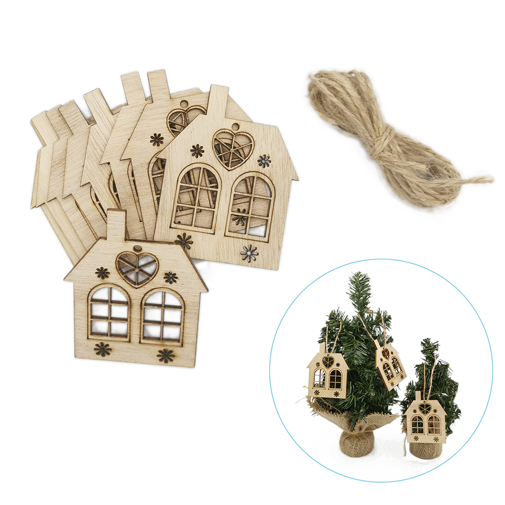10pcs Wooden Hollow House Cuto - Christmas Craft Embellishment recension och pris