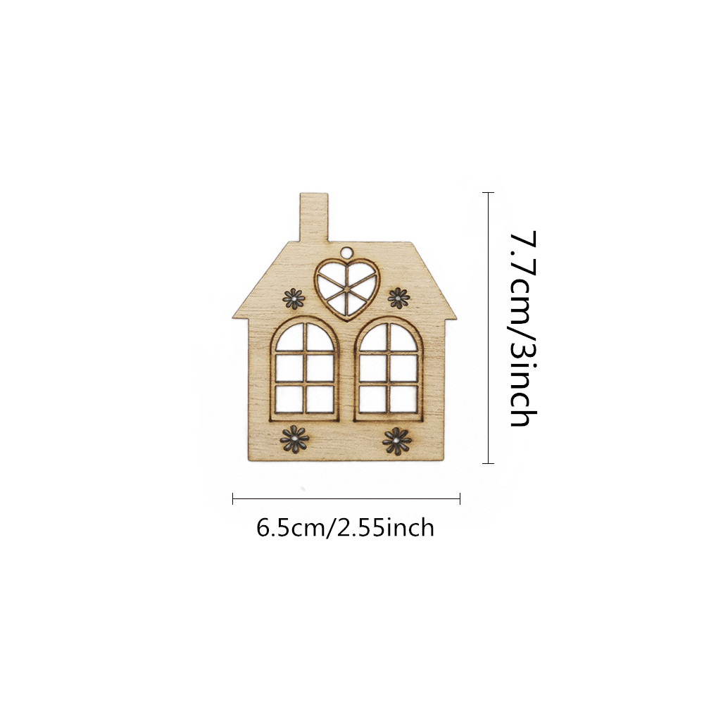 10pcs Wooden Hollow House Cuto - Christmas Craft Embellishment recension och pris