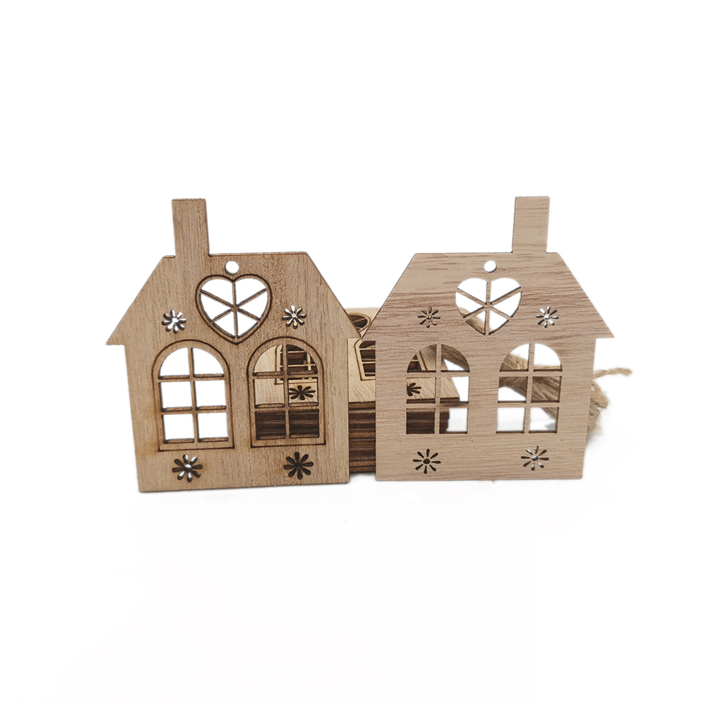 10pcs Wooden Hollow House Cuto - Christmas Craft Embellishment recension och pris