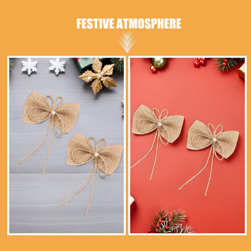 15Pcs Small Burlap Bows Christ - Christmas Craft Embellishment recension och pris