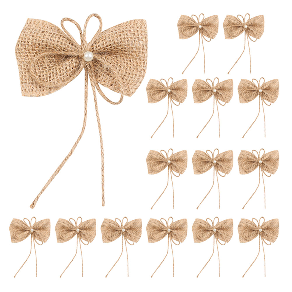15Pcs Small Burlap Bows Christ - Christmas Craft Embellishment recension och pris