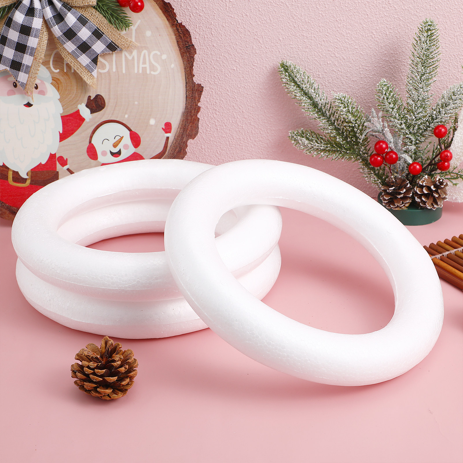 3Pcs White Foam Wreath Circle  - Craft Embellishments recension och pris