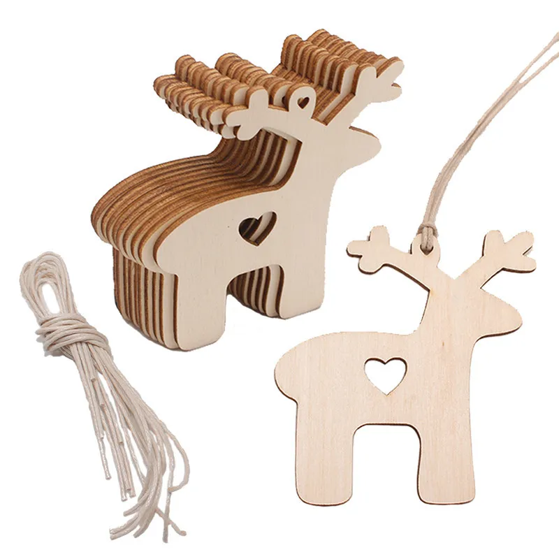 10PCS Wooden Tree Bell Deer Un - Christmas Craft Embellishment recension och pris