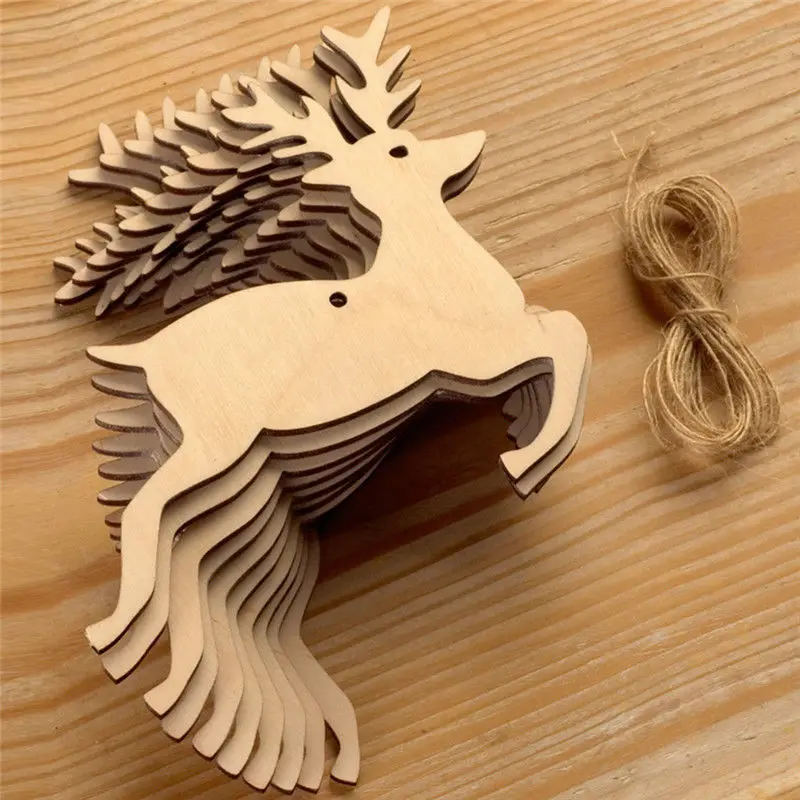 10PCS Wooden Tree Bell Deer Un - Christmas Craft Embellishment recension och pris