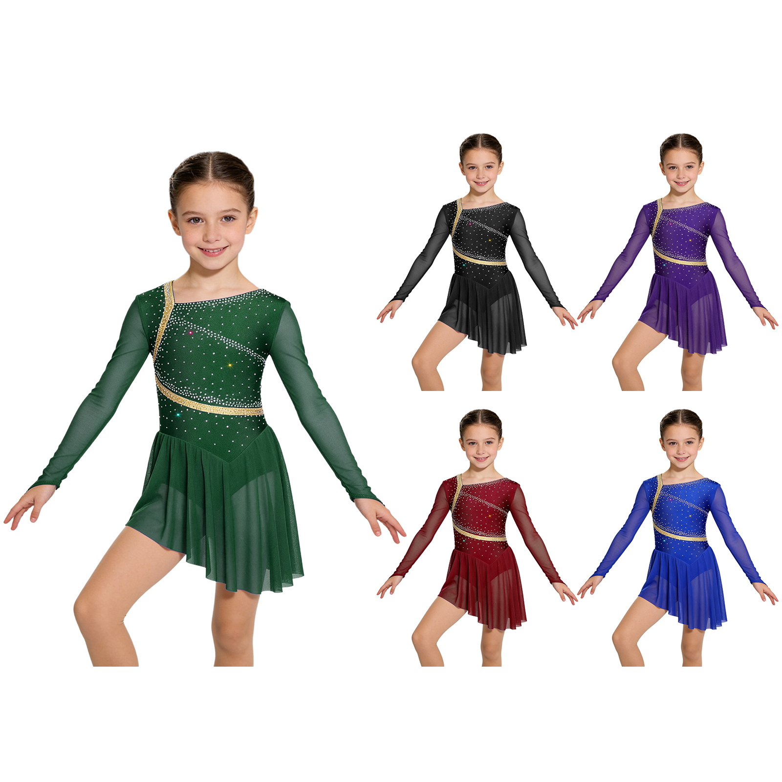 Kids Girls Figure Skating Lyri - Rhinestone Banding Trim recension och pris