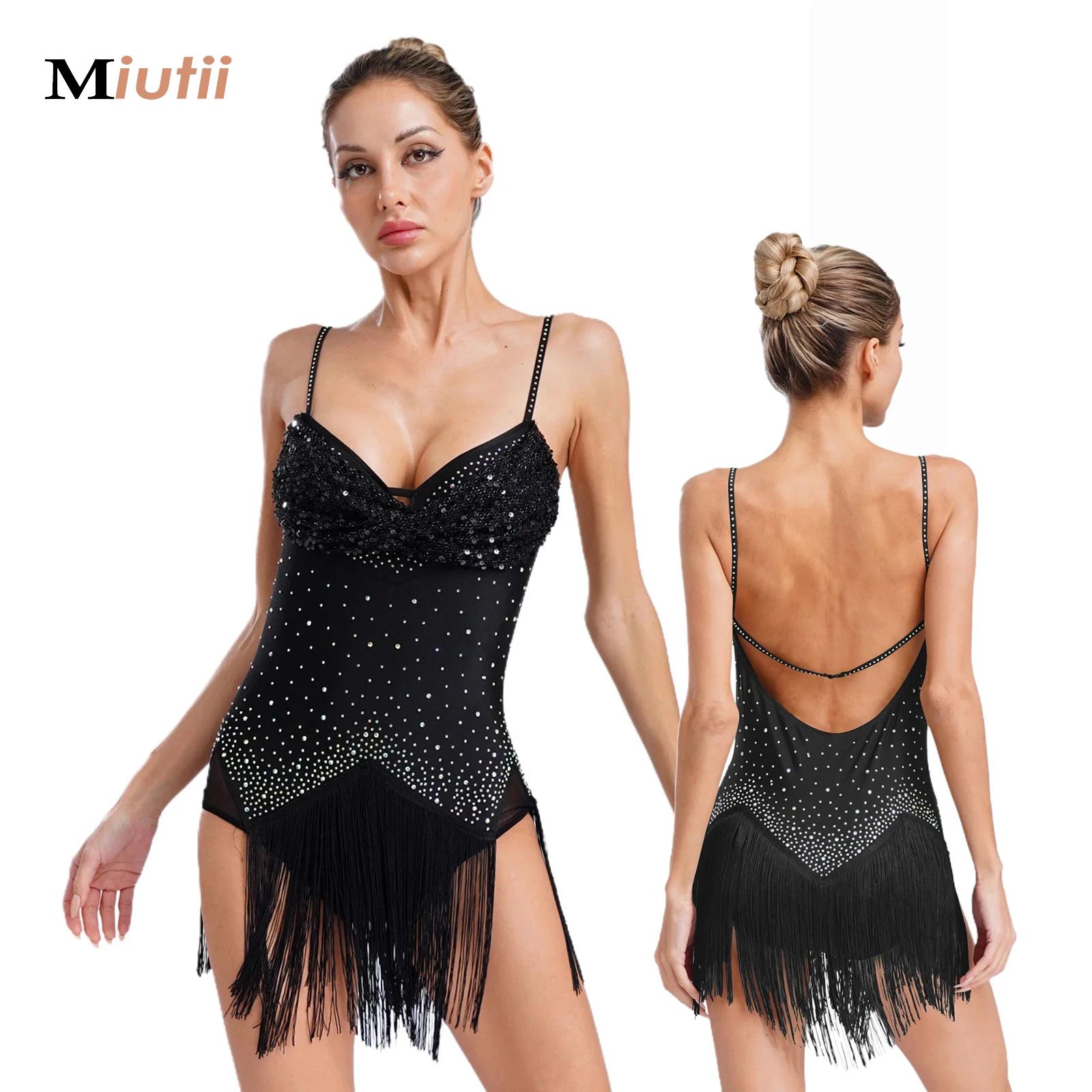 Latin Jazz Dance Dress For Wom - Rhinestone Banding Trim recension och pris