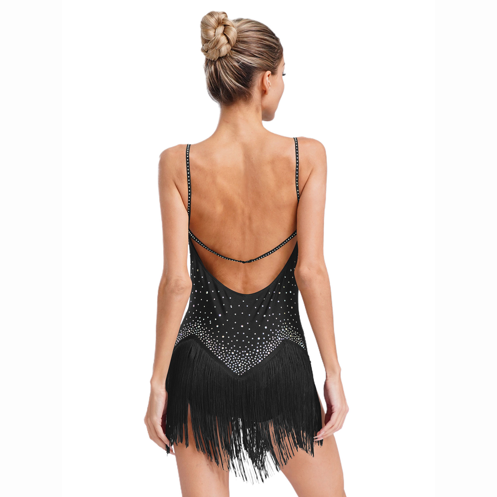 Latin Jazz Dance Dress For Wom - Rhinestone Banding Trim recension och pris
