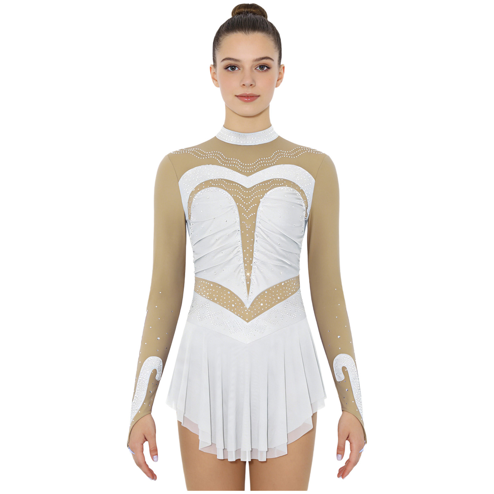 Womens Sheer Mesh Gymnastics B - Rhinestone Banding Trim recension och pris