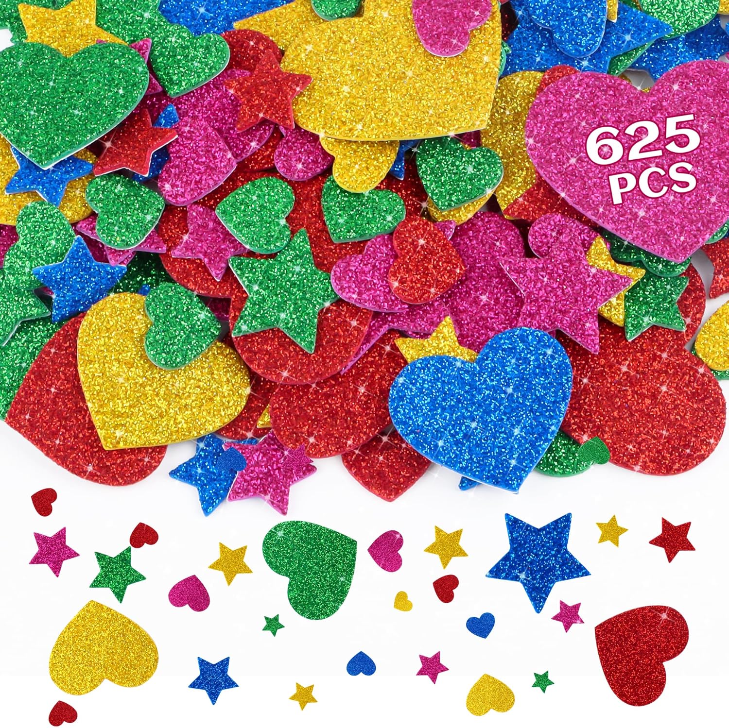 625Pcs Glitter Heart Foam Stic - Glitter Vinyl Roll recension och pris