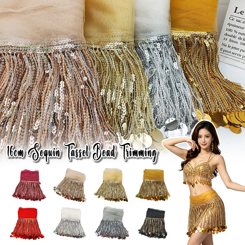 10 Yards Sequins Tassel Lace T - Lace Ribbon Trim recension och pris