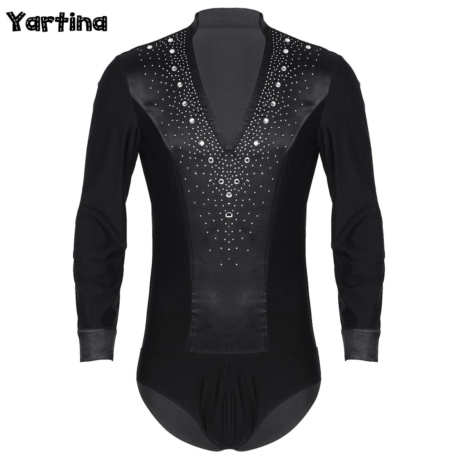 Mens Latin Jazz Dance Leotard  - Rhinestone Banding Trim recension och pris