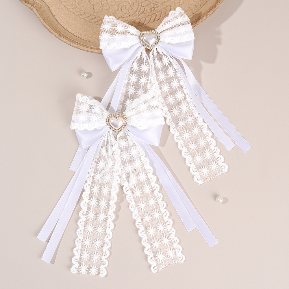 2Pcs Flower Lace Bow Hair Clip - Lace Ribbon Trim recension och pris