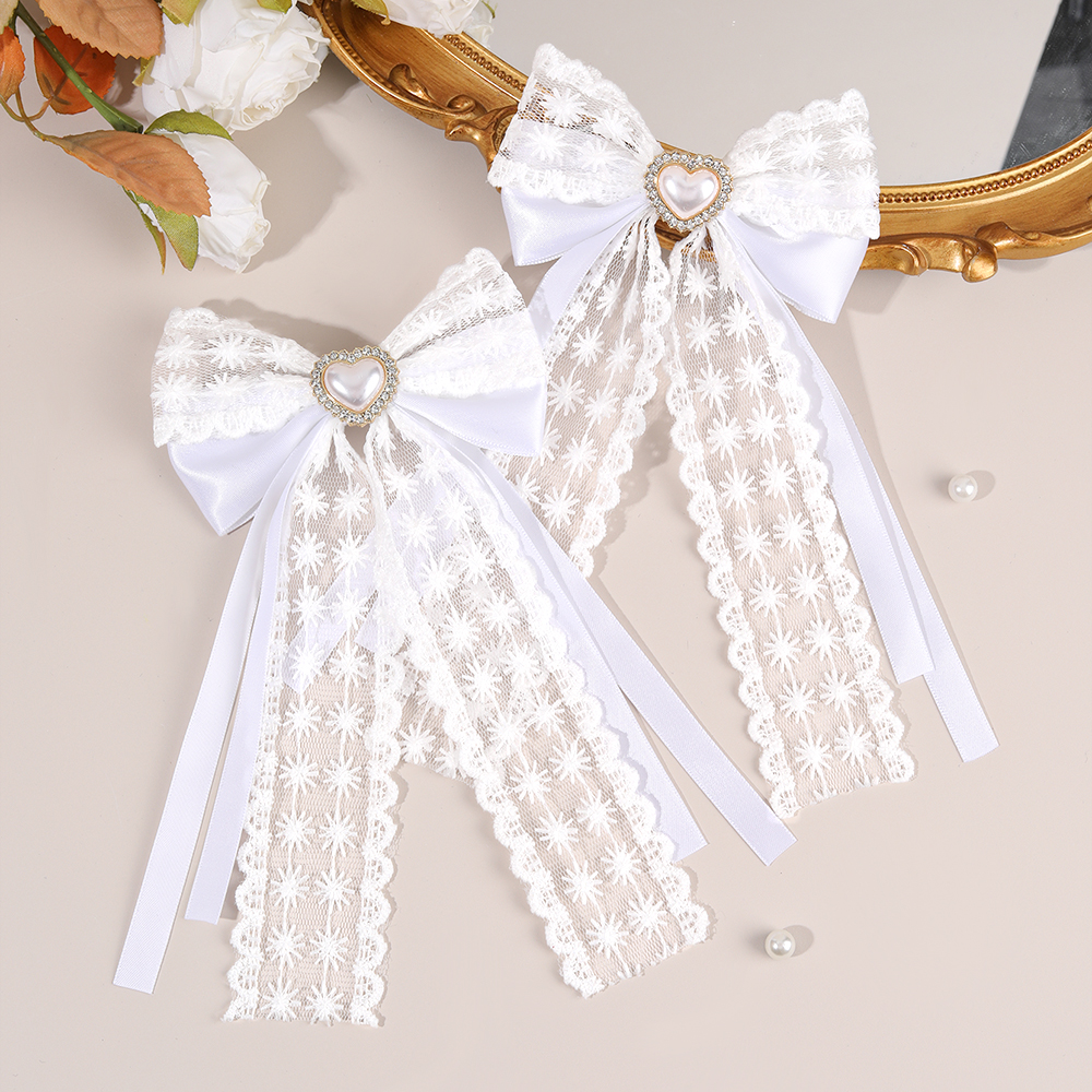 2Pcs Flower Lace Bow Hair Clip - Lace Ribbon Trim recension och pris