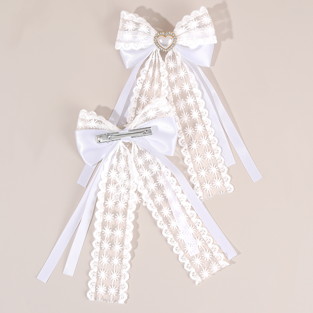 2Pcs Flower Lace Bow Hair Clip - Lace Ribbon Trim recension och pris