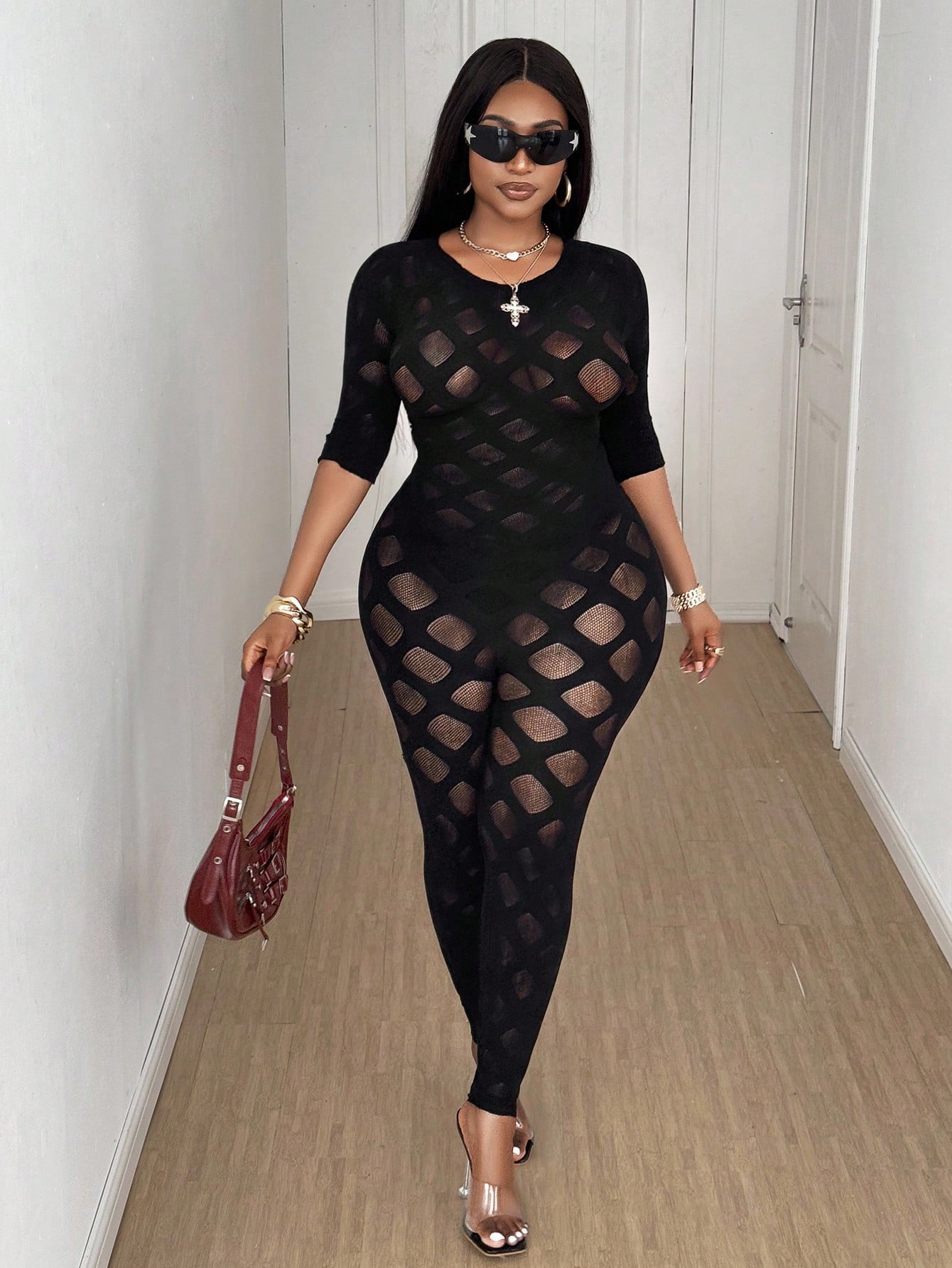 Women's Plus Size Sexy Jumpsui - Embellish Knit recension och pris