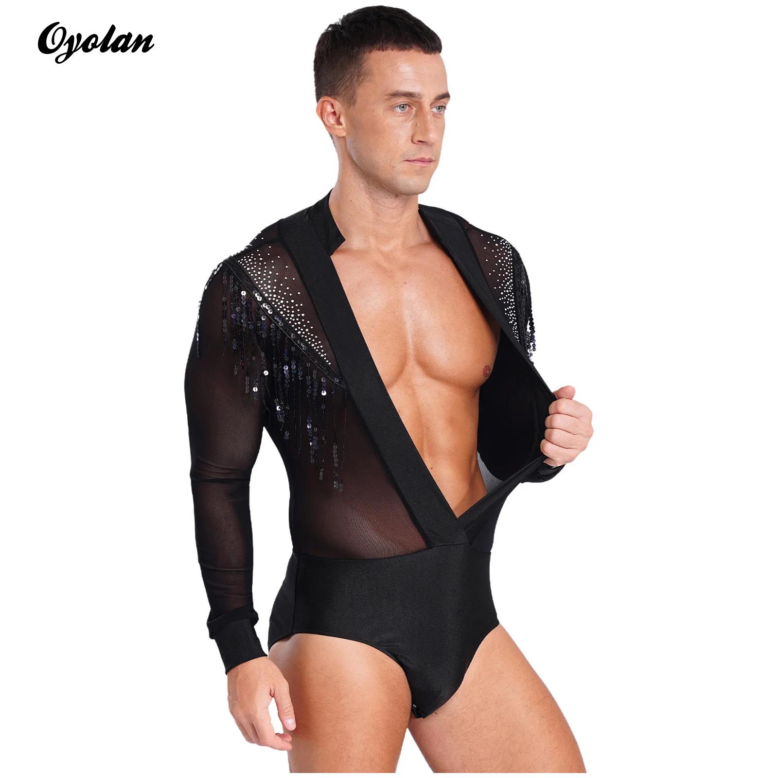 Mens Latin Salsa Dance Perform - Rhinestone Banding Trim recension och pris