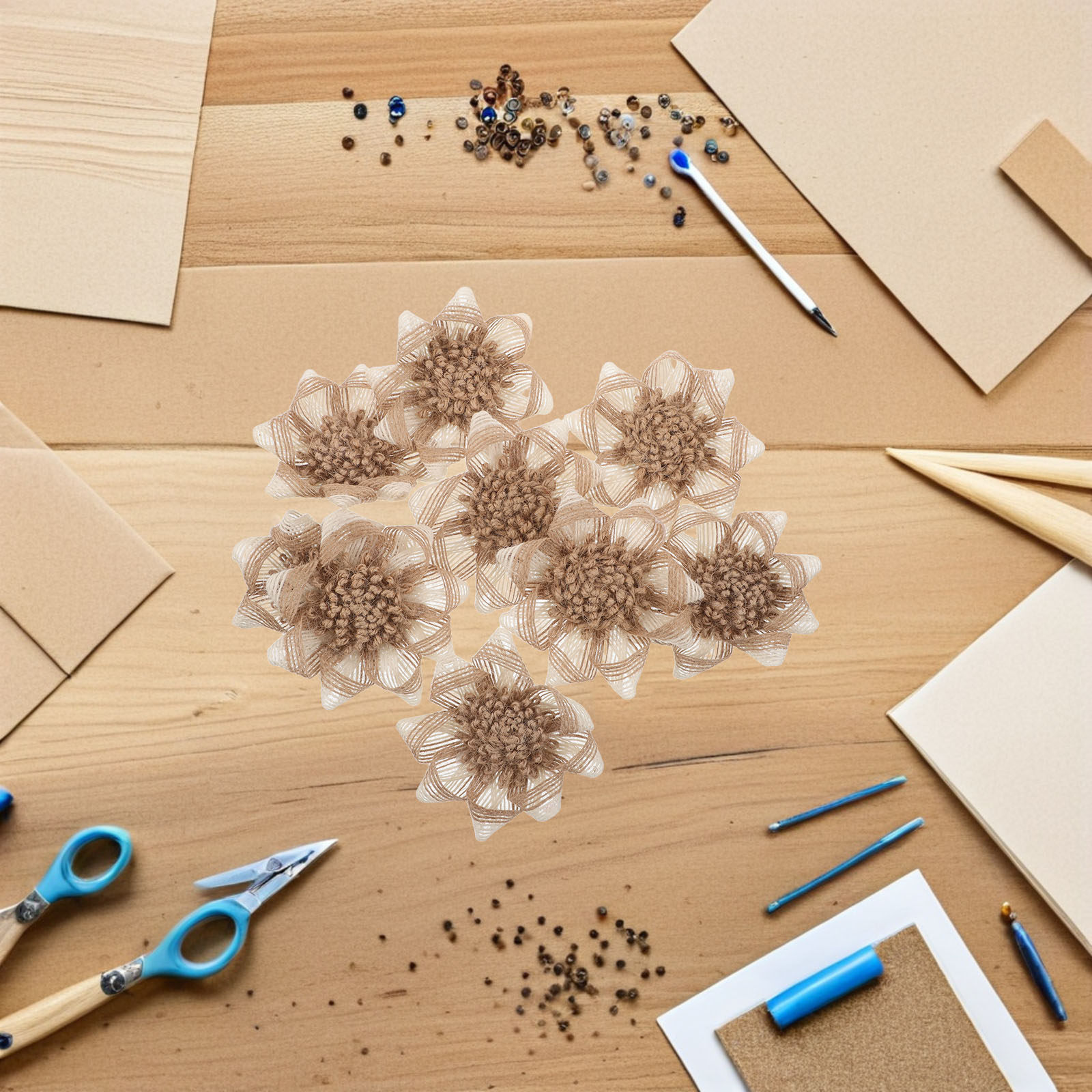 9Pcs Craft Flowers Burlap: Vin - Craft Embellishments recension och pris