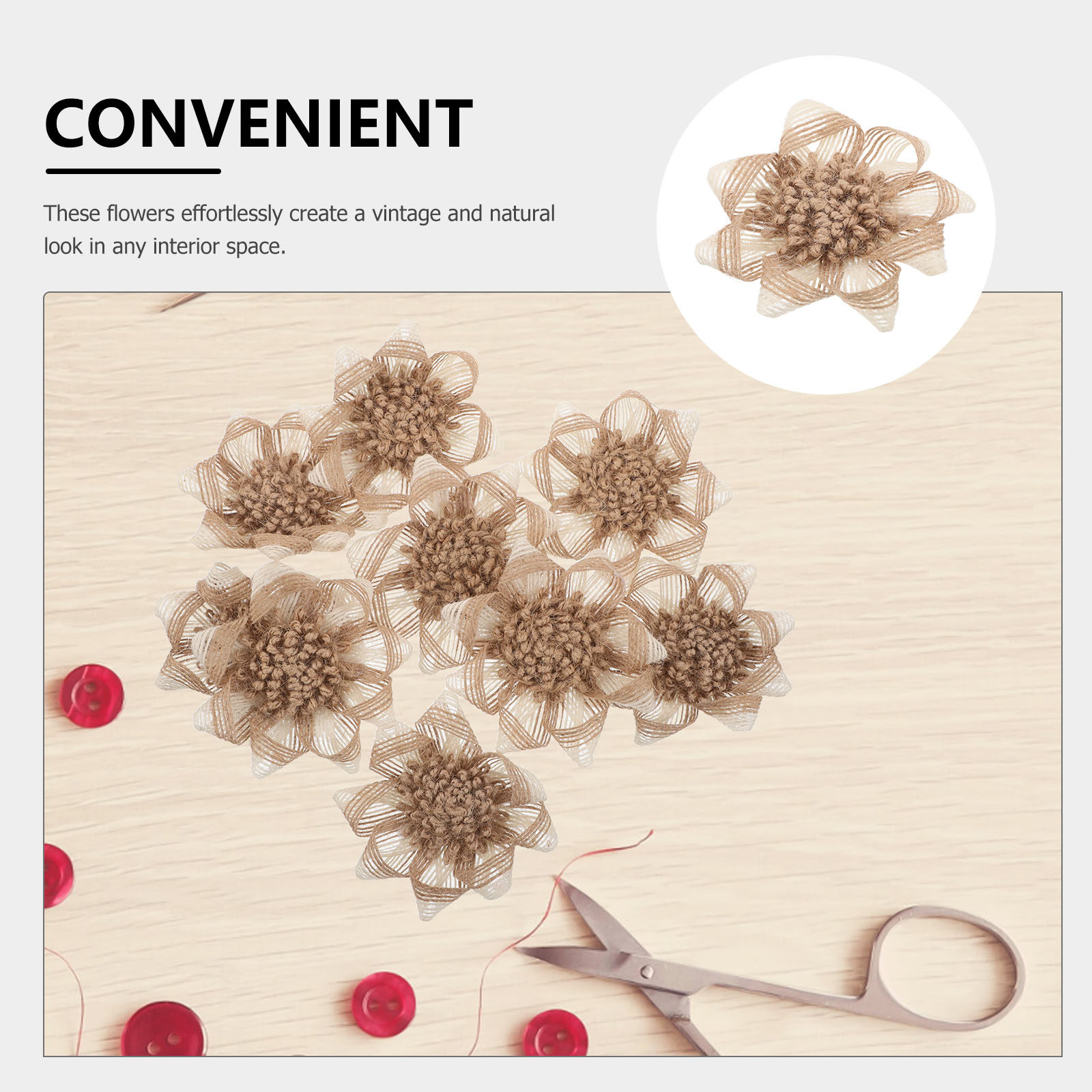 9Pcs Craft Flowers Burlap: Vin - Craft Embellishments recension och pris