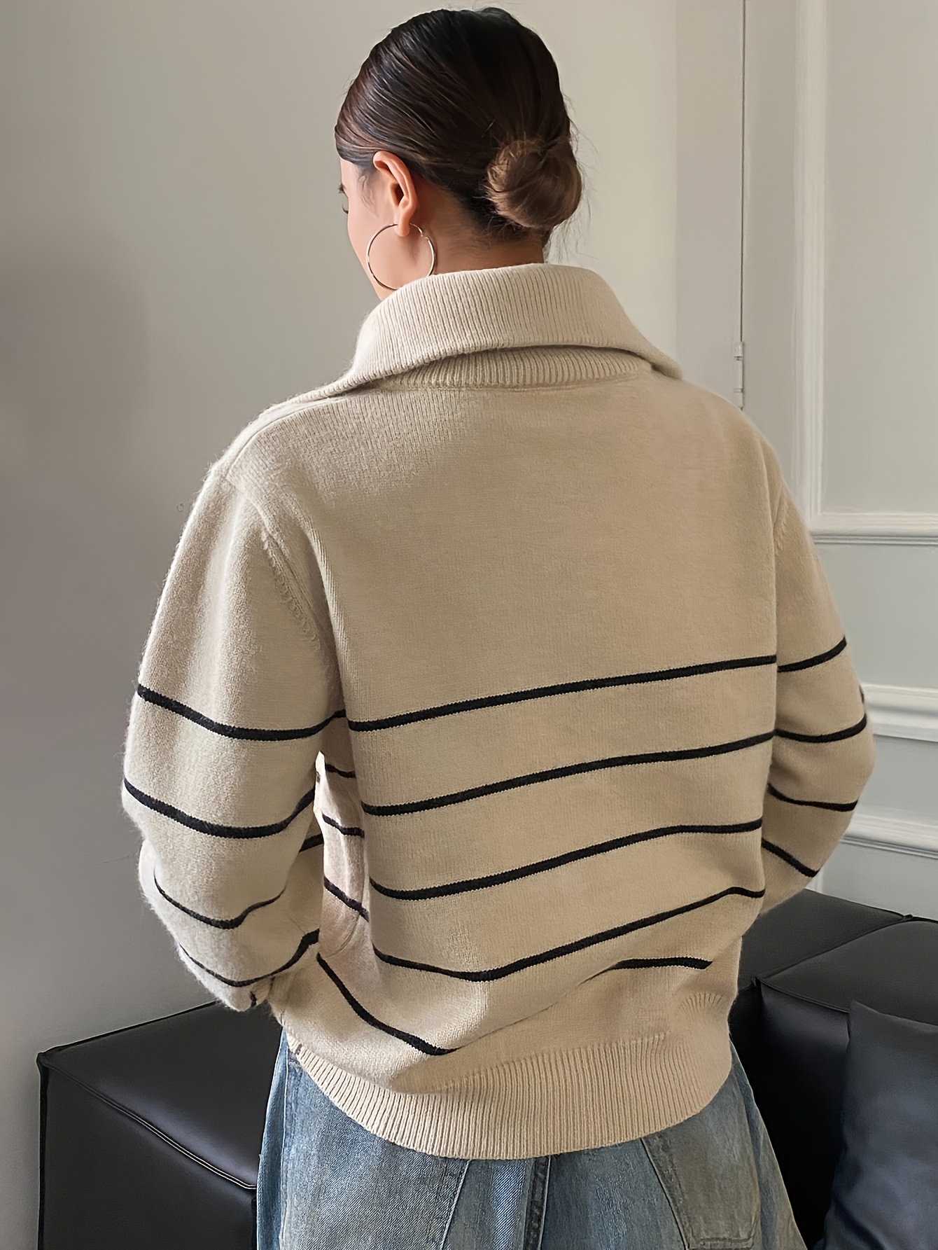 Plus Size Women Striped Cardig - Embellish Knit recension och pris