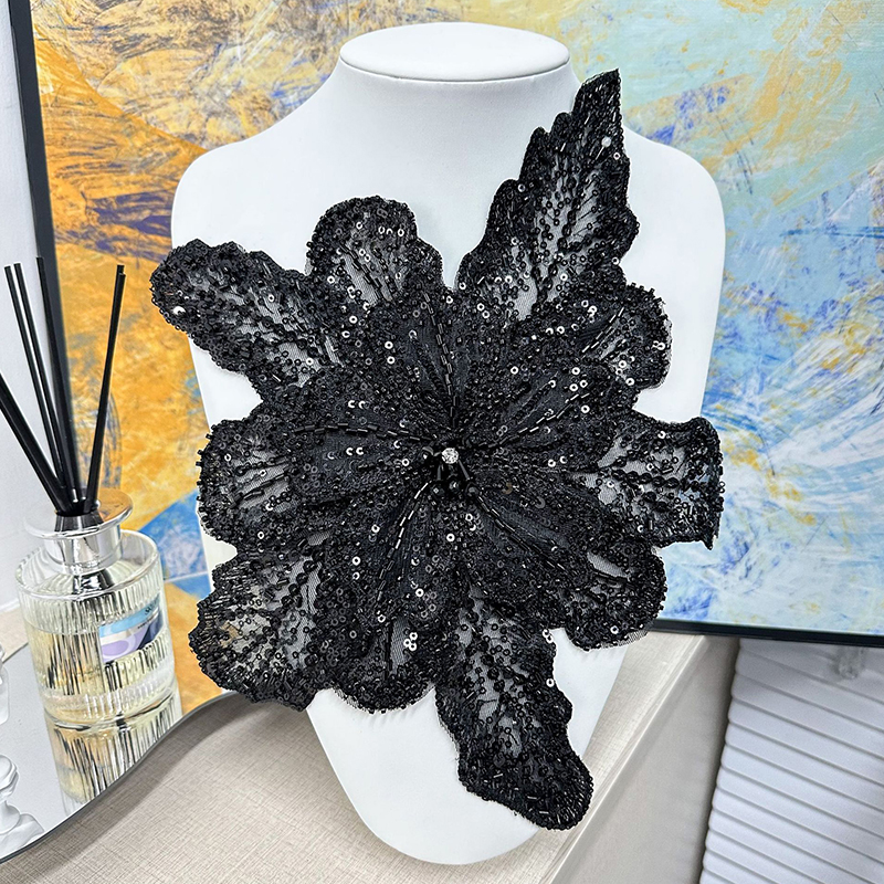 White Lace Sequin Beaded Flowe - Applique Patch Flower recension och pris