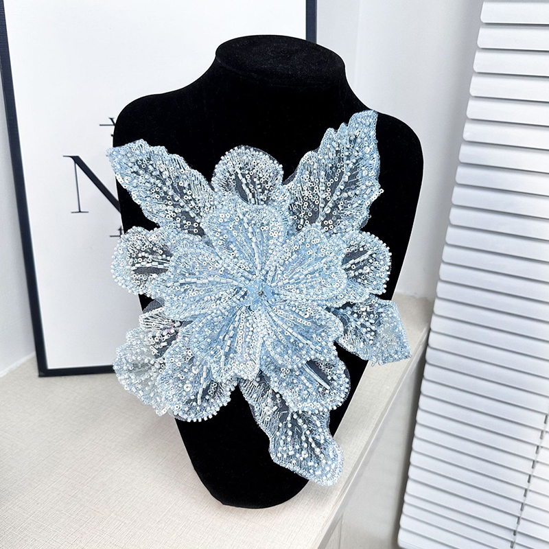 White Lace Sequin Beaded Flowe - Applique Patch Flower recension och pris