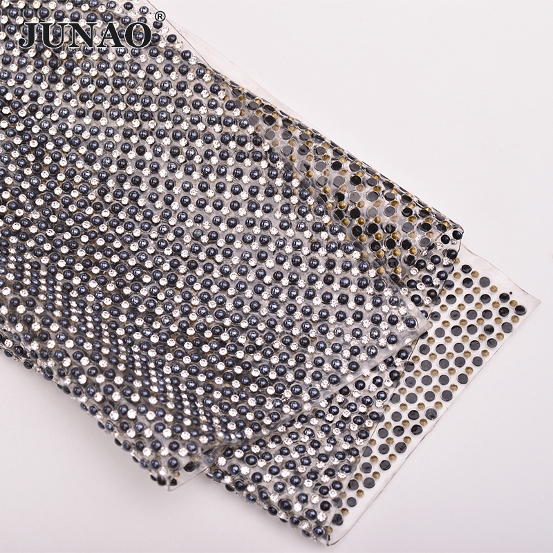 JUNAO 24*40cm Hotfix Pearl Rhi - Hotfix Rhinestone Sheet recension och pris